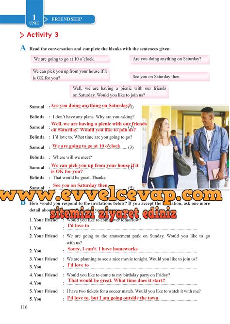 8 sınıf ingilizce ders kitabı sayfa 116 cevapları